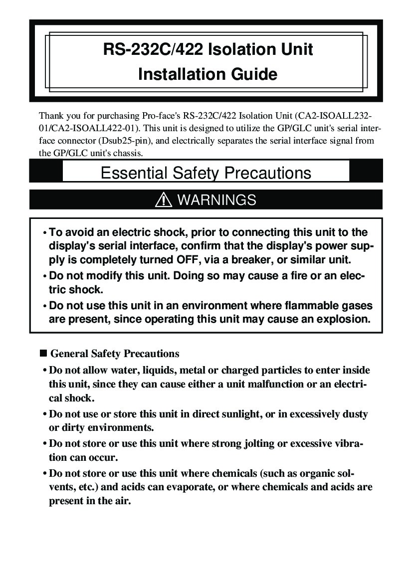 First Page Image of GP2300-LG41-24V Isolation Unit Installation Guide.pdf